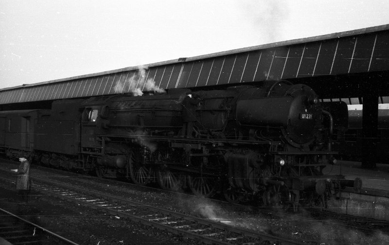 01 231, vor Reisezug nach Süden; Bf Münster Hbf