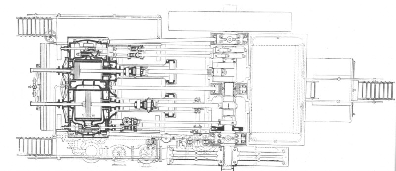 Lokomobile: Grundriß (Schnitt durch die Zylinder)