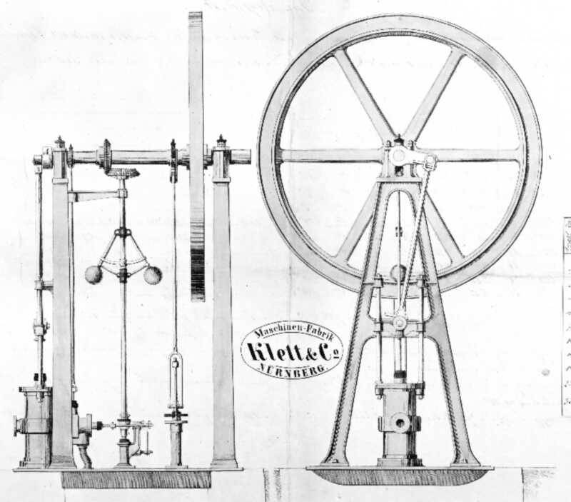 Dampfmaschine: technische Zeichnung