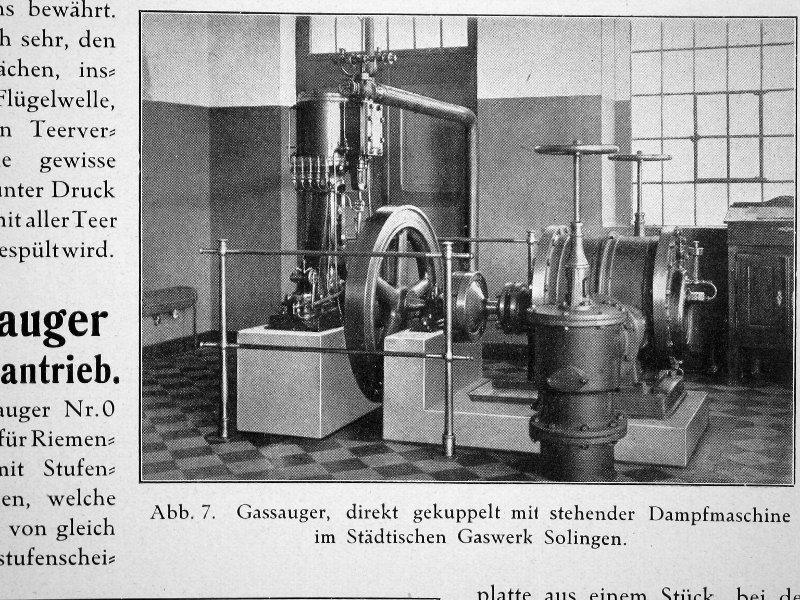 Gaswerk Solingen: Gassauger mit Dampfmaschine