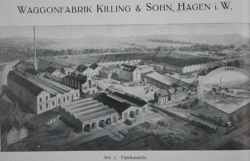 Killing & Sohn Eisenbahnwagen-Fabrik: Fabrikansicht