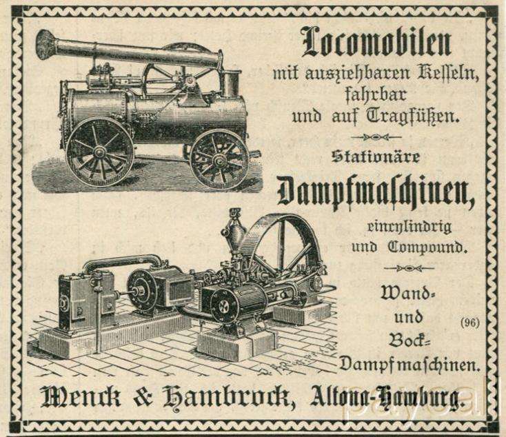 Werbung für Lokomobile und Dampfmaschine