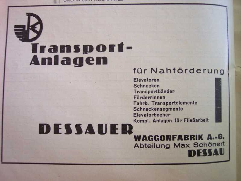 Dessauer Waggonfabrik: Anzeige Transportanlagen