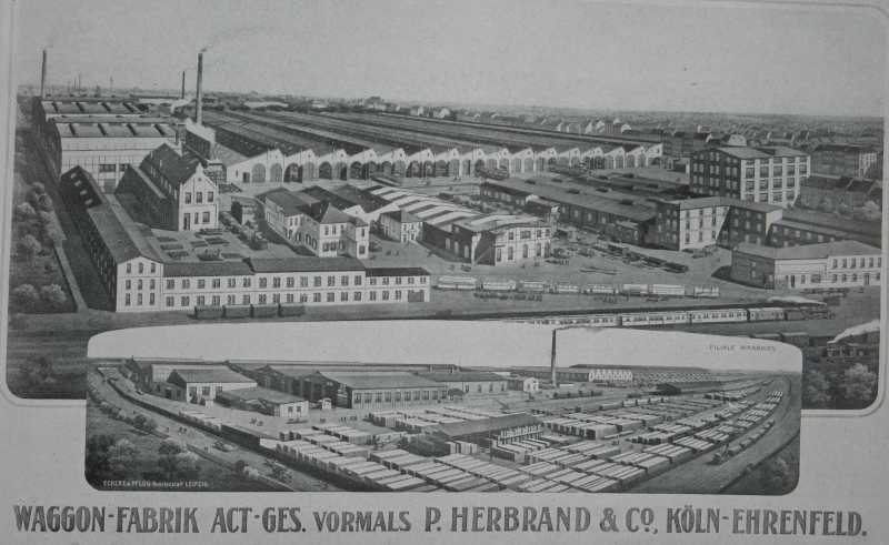 Waggonfabrik Herbrand: Werksansicht und Holzlager
