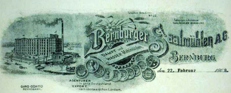 Bernburger Saalmühlen, Aktien-Gesellschaft: Briefkopf