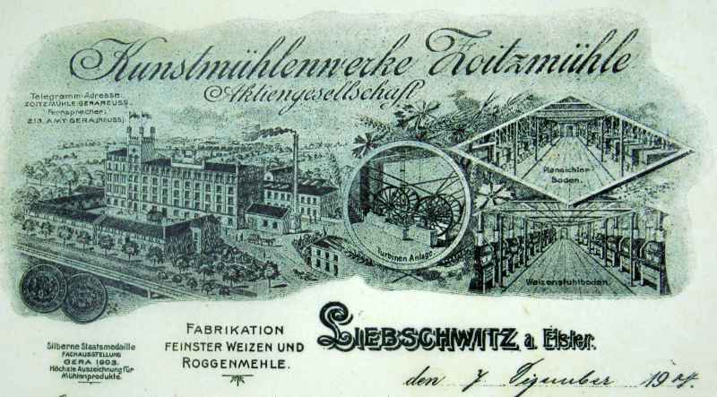 Kunstmühlenwerke Zoitzmühle Aktiengesellschaft: Briefkopf