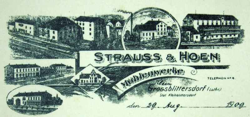 Strauss & Hoen, Mühlenwerke: Briefkopf
