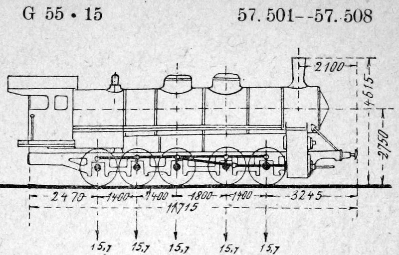 Skizze der G 5/5 (Bayern) = 57.5 (DR)