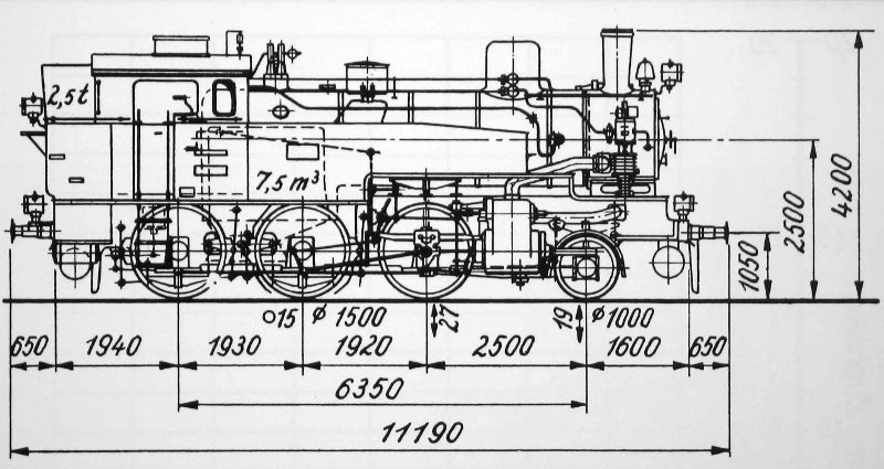 Skizze der T 11 (Preußen) = 74.0 (DR)