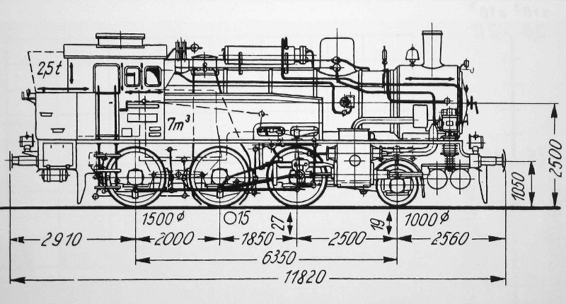 Skizze der T 12 (Preußen) = 74.4 (DR)