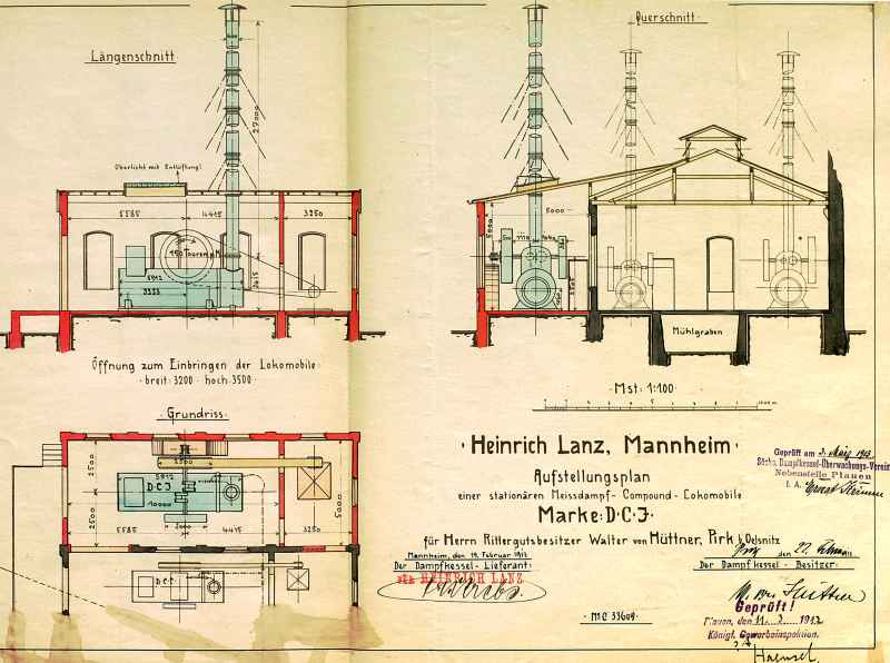 Dampfmaschine: Aufstellungsplan