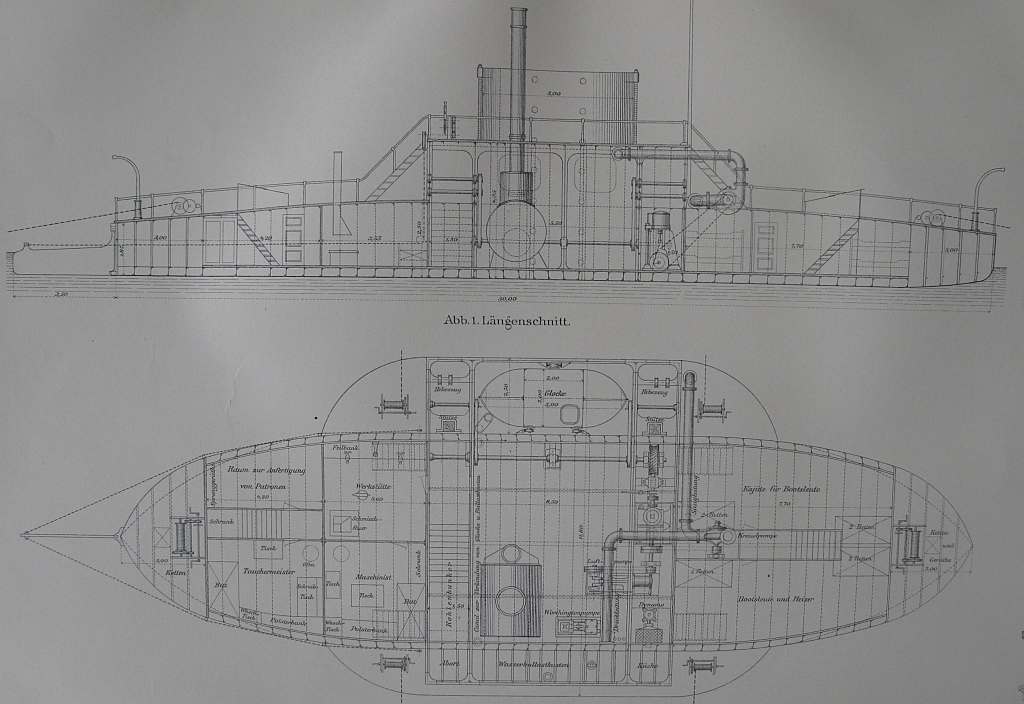 Längsschnitt und Draufsicht des Taucherschachts