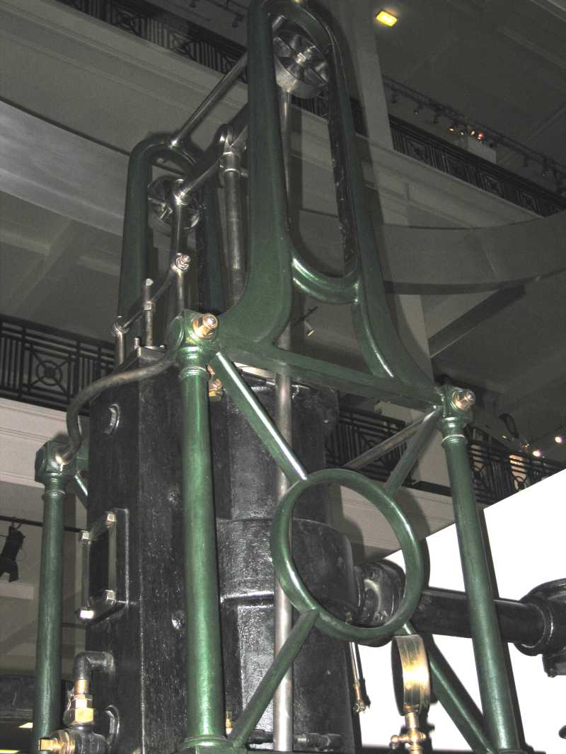 Dampfmaschine: Kolbenstangenführung mit Querhaupt und Rollen