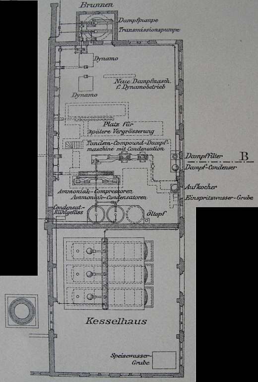 Grundriß des Maschinen- und Kesselhauses