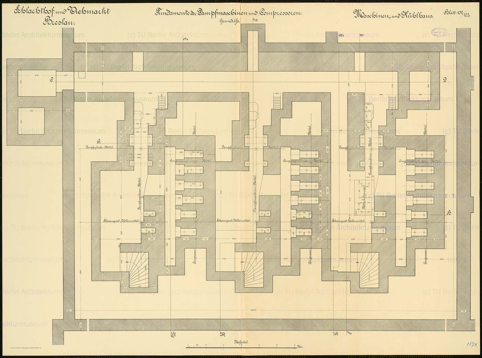 Fundamentplan des Kühlhauses (Draufsicht)