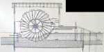 Hebewerk mit Schöpfrad (Längsschnitt)