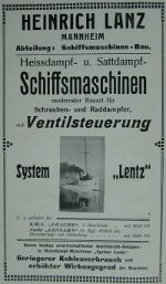 Werbung für Schiffsmaschinen mit Lentz-Ventilsteuerung