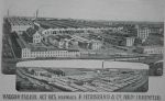 Waggonfabrik Herbrand: Werksansicht und Holzlager