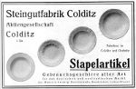 Steingutfabrik Colditz: Anzeige Stapelartikel