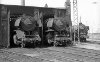 Dampflokomotive: 44 606 neben 44 326 und 01 1064; Bw Osnabrück Hbf