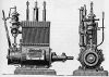 Dampfmaschine: Dampfmotor: Längs- und stirnseitige Ansicht