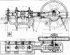 Dampfpumpmaschine: Schnitt durch die Dampfzylinder und die Kreuzkopfgleitbahn